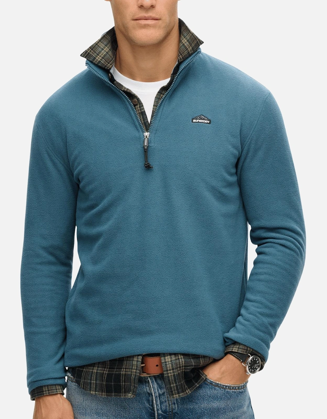 Mens Polar Fleece Half Zip Fleece, 2 of 1