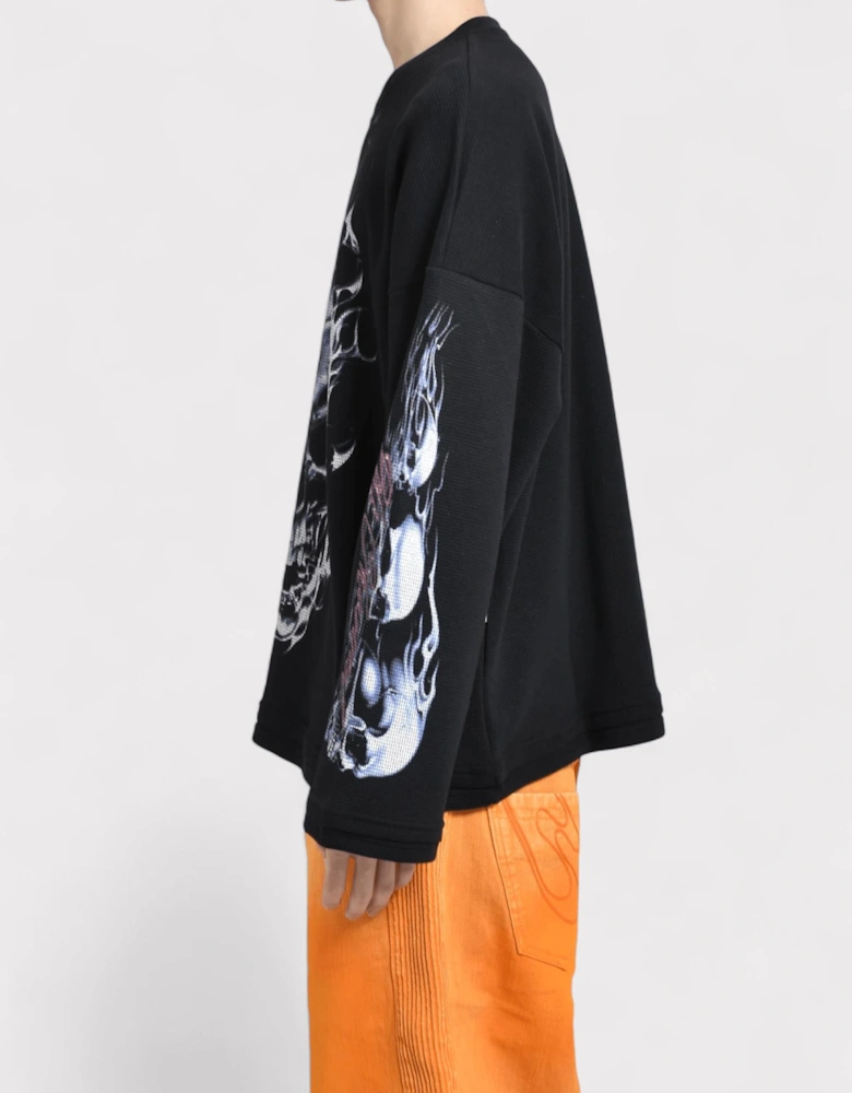 Skull Long Sleeve T Shirt Black