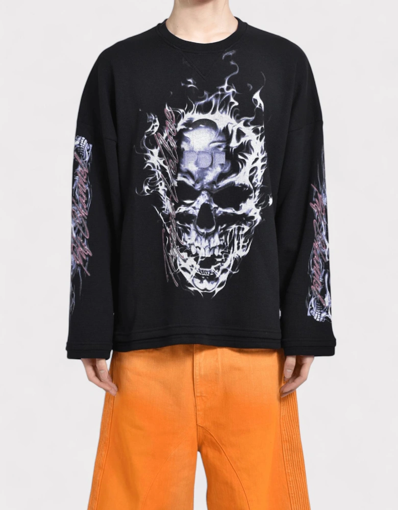 Skull Long Sleeve T Shirt Black