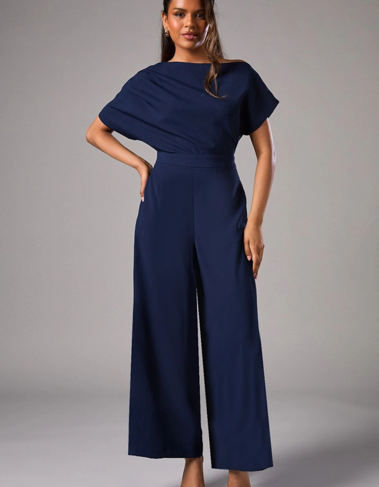 Petite Pleat Off The Shoulder Jumpsuit