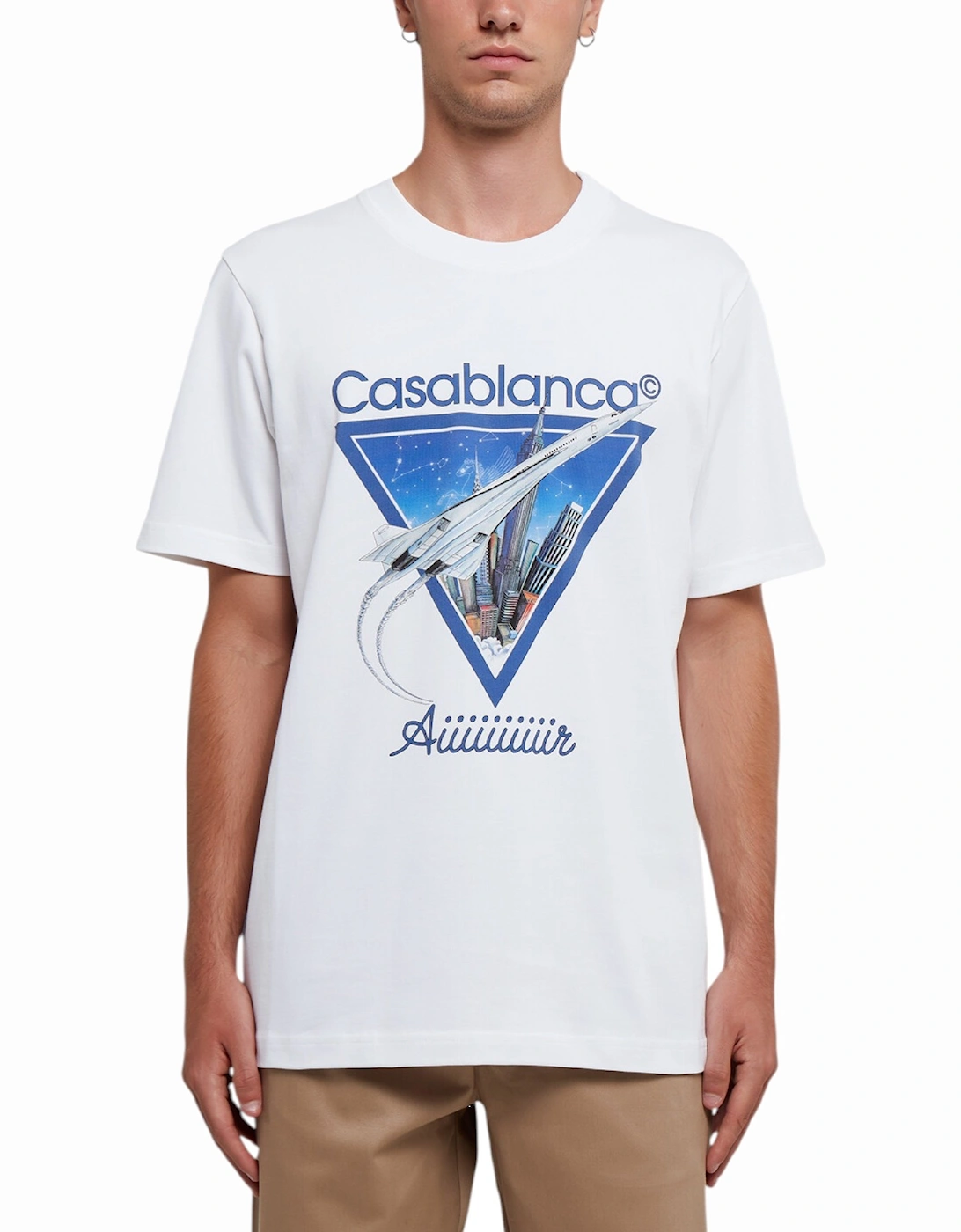 Mens T Shirt AIR Printed Short Sleeve Crew Neck Summer White Top Tee, 9 of 8
