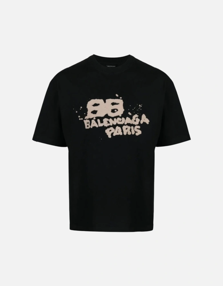 Mens T Shirts Oversized Fit Dirty BB Logo Distressed Crew Neck Tee