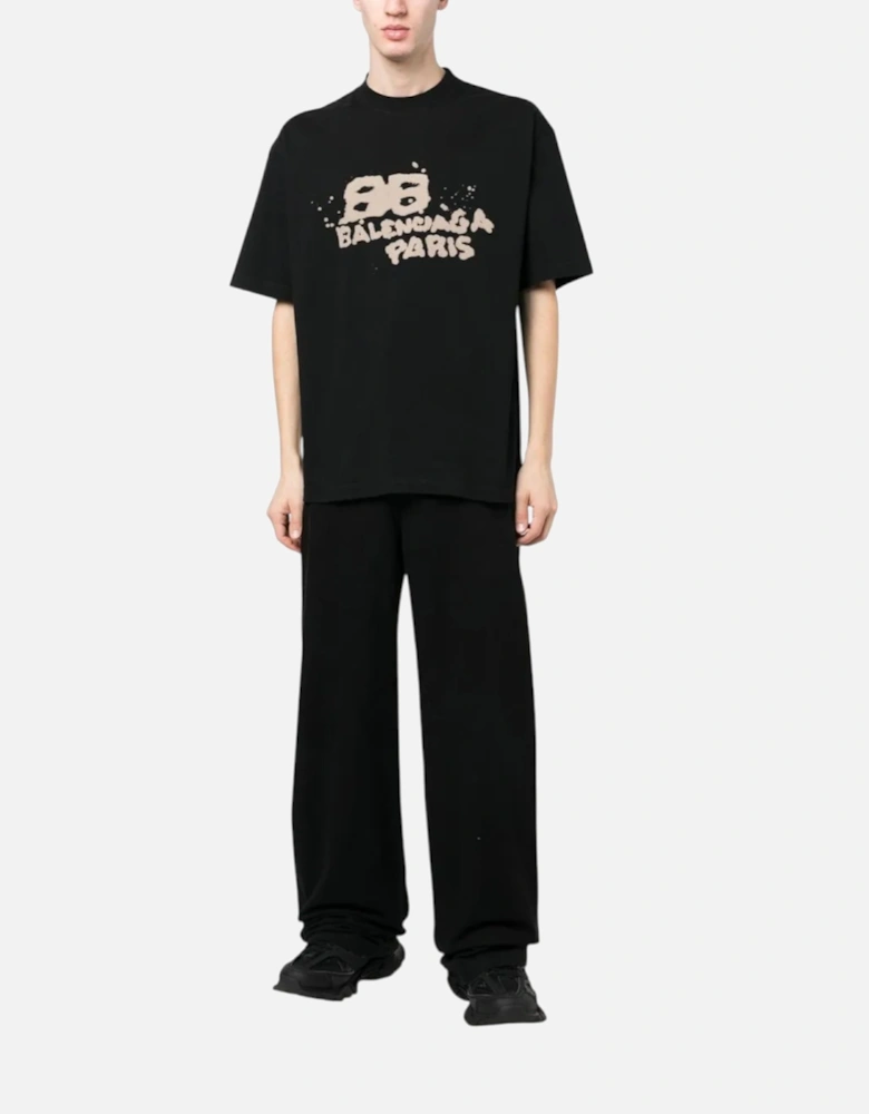 Mens T Shirts Oversized Fit Dirty BB Logo Distressed Crew Neck Tee