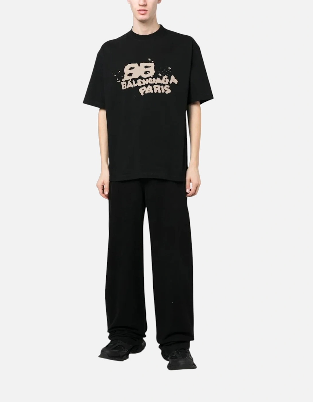 Mens T Shirts Oversized Fit Dirty BB Logo Distressed Crew Neck Tee