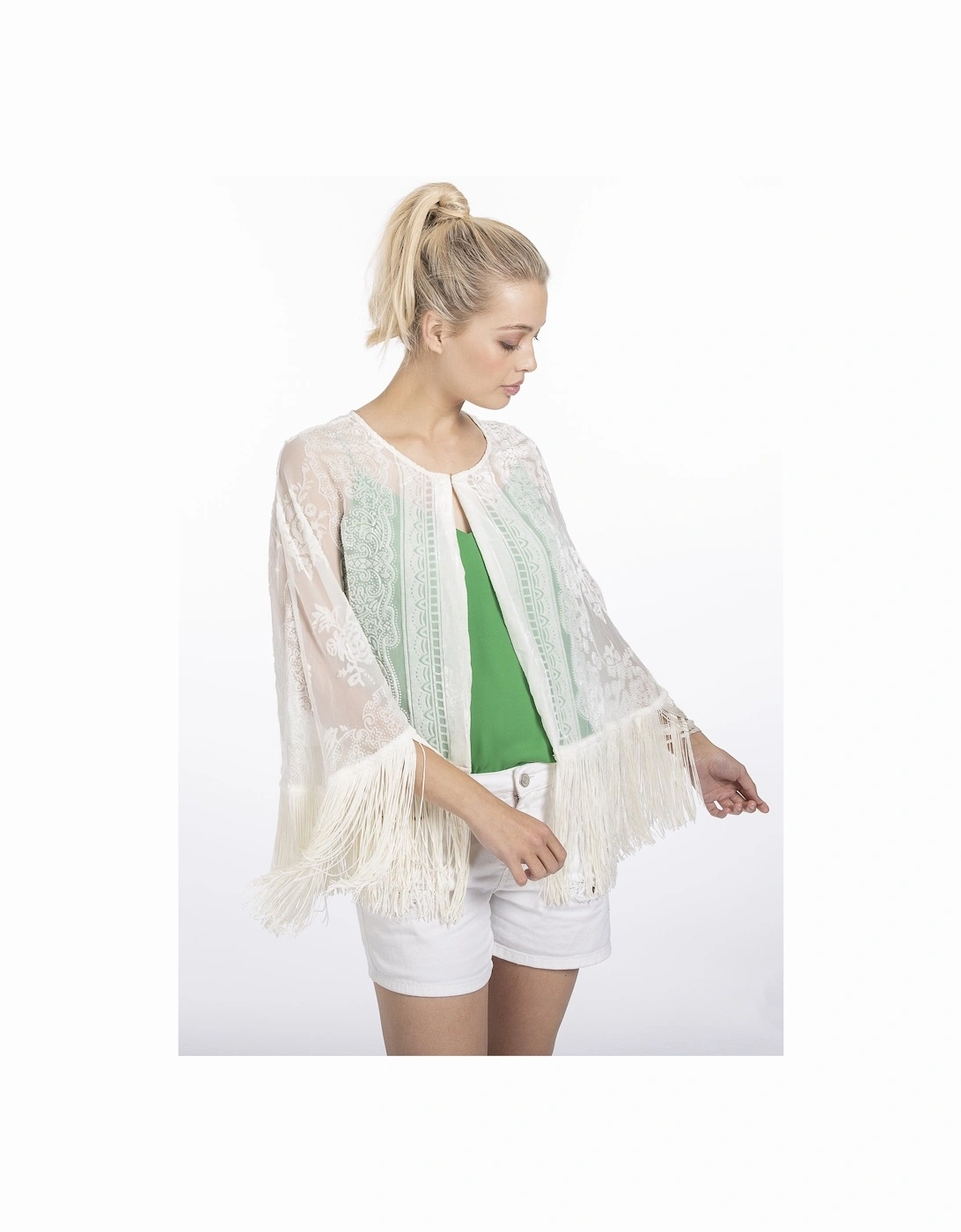 White Silk Devore Cape, 4 of 3