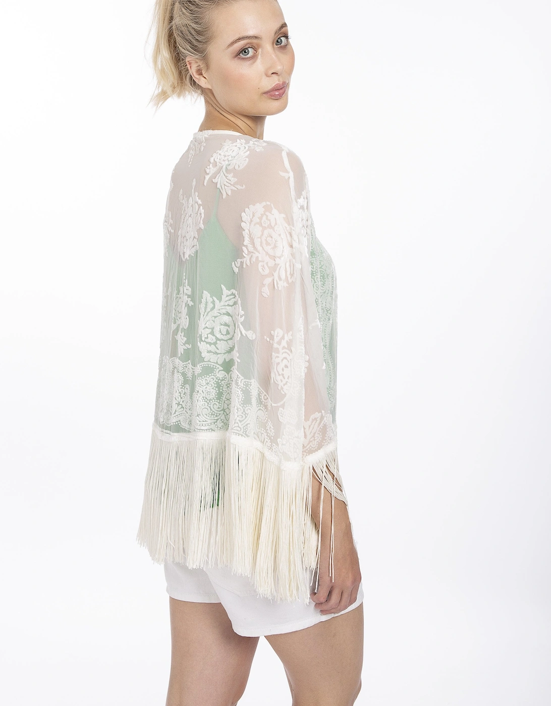 White Silk Devore Cape