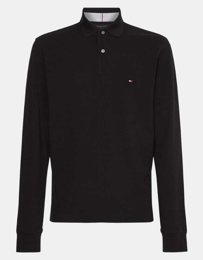 1985 Regular Long Sleeve Mens Polo Shirt - Black