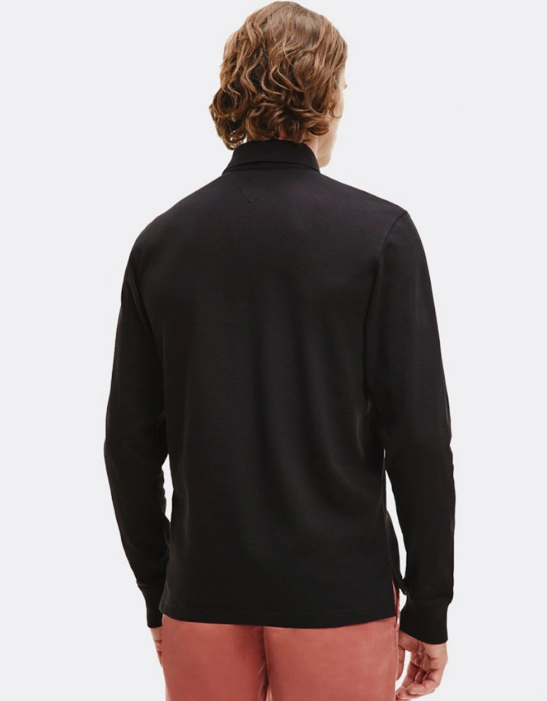 1985 Regular Long Sleeve Mens Polo Shirt - Black