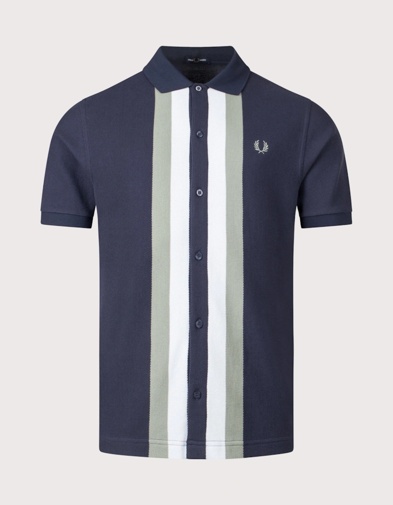 Panelled Button Through Polo Shirt