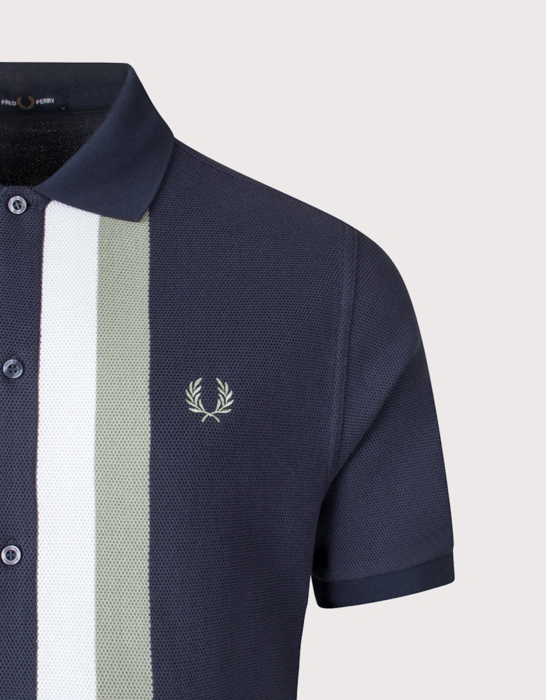 Panelled Button Through Polo Shirt