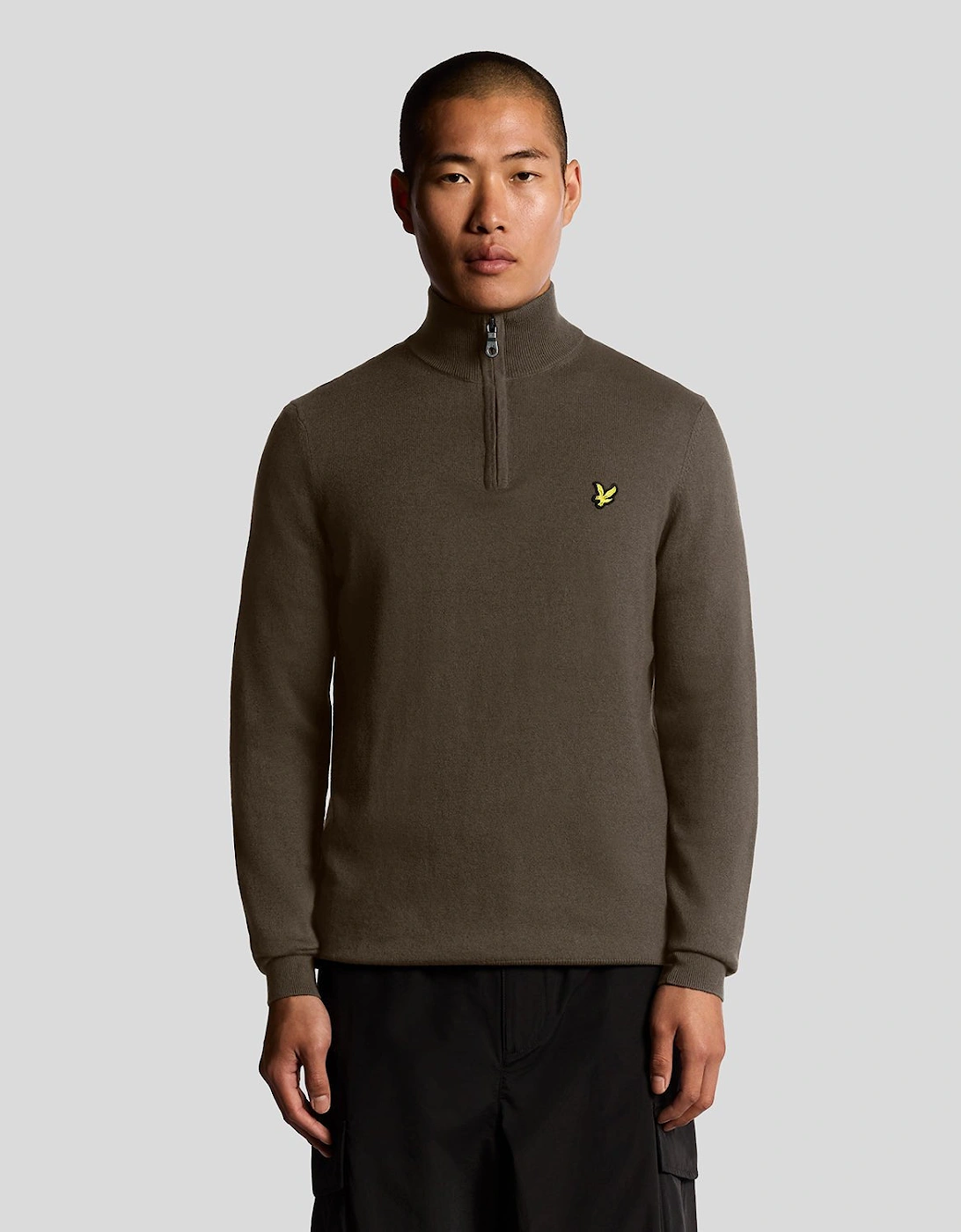 Lyle And Scott Men's Cotton Merino 1/4 Zip Jumper - Brown - Size: 42