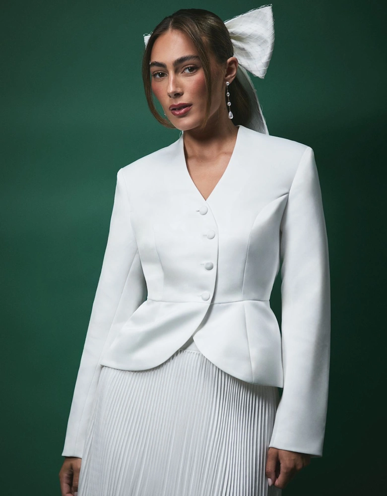 Lisa Tan Waisted Peplum Hem Jacket