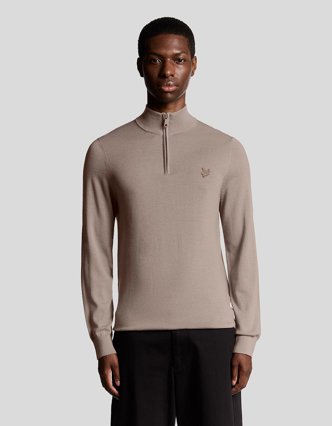 Lyle And Scott Men's Brown Merino Wool 1/4 Zip Jumper - : L