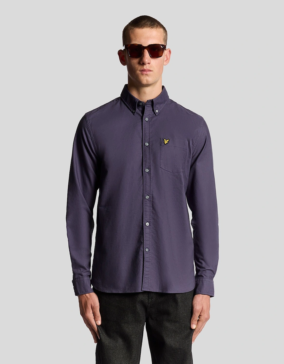 Lyle And Scott Men's Grey Cotton Button Down Oxford Shirt  42/Regular Xl