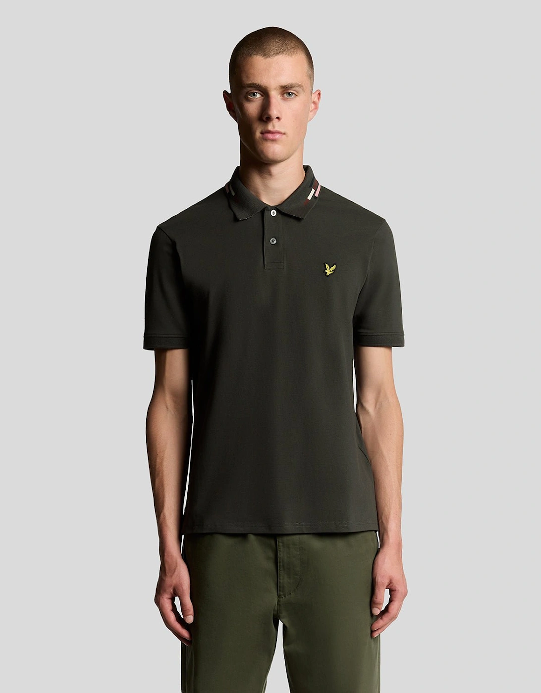 Lyle And Scott Men's Grey Striped Tipped Polo Shirt  34 Xs