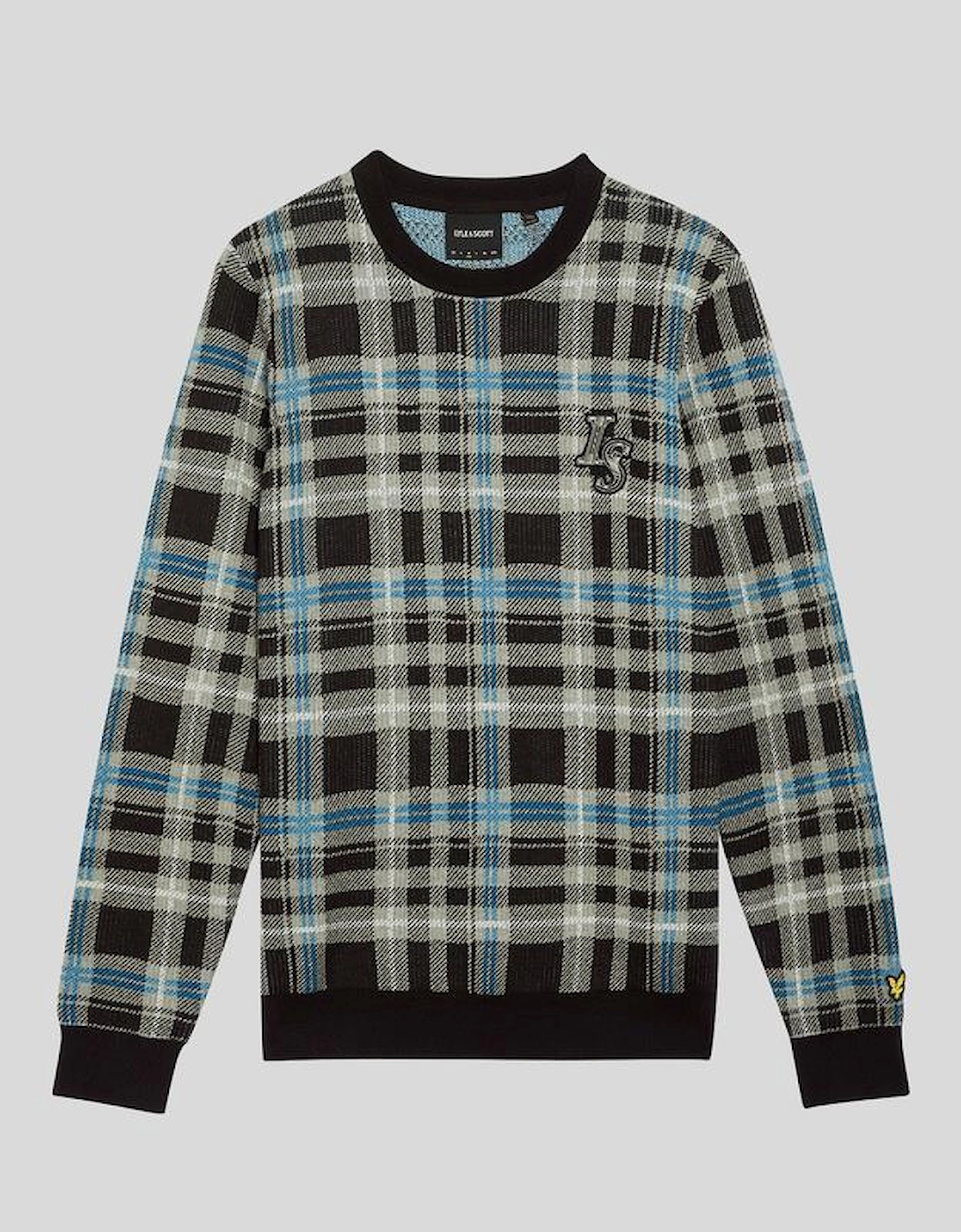 Ribbed Tartan Crew Neck Jumper