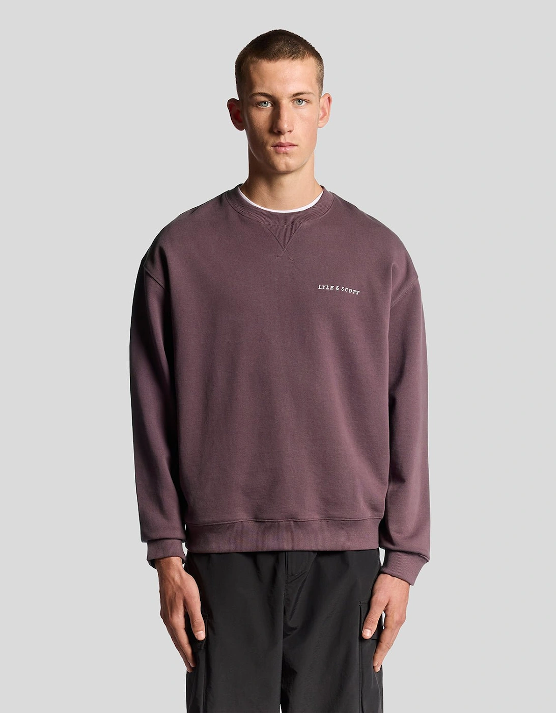 Lyle And Scott Men's Red Script Brushback Fleece Sweatshirt  36 S