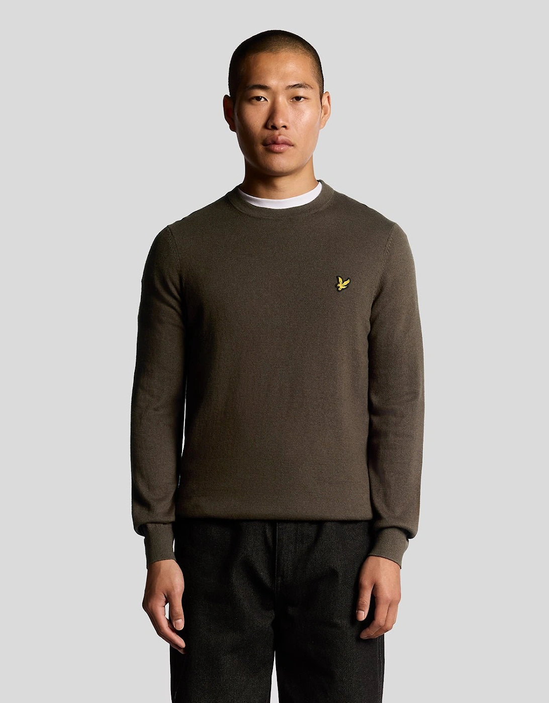 Lyle And Scott Men's Cotton Merino Crew Neck Jumper - Brown - Size: 40