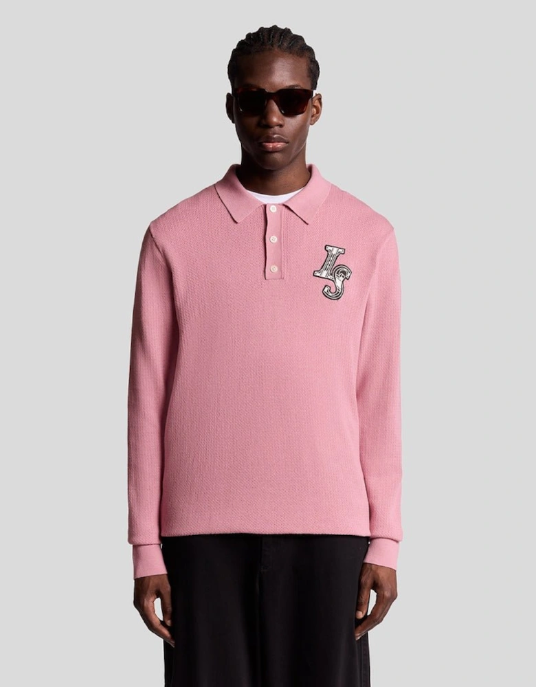 Long Sleeve Knitted Cotton Polo Shirt