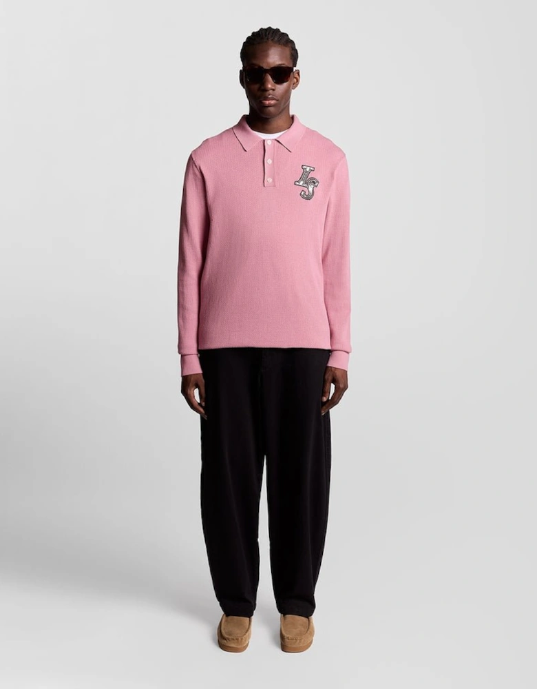 Long Sleeve Knitted Cotton Polo Shirt