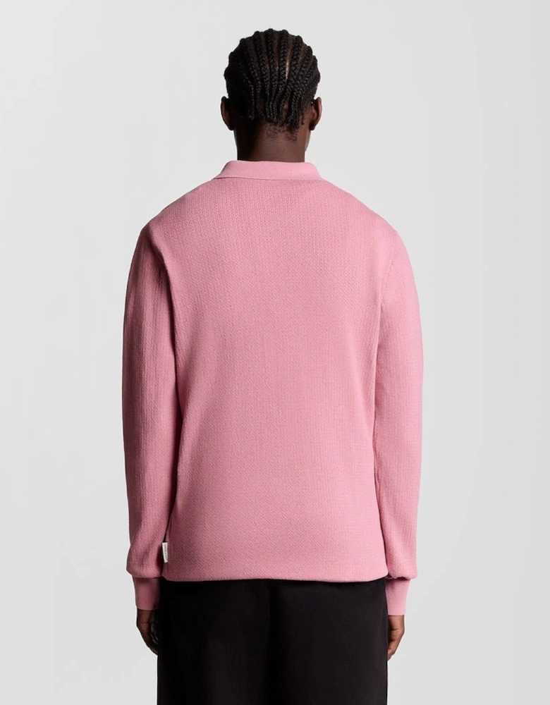 Long Sleeve Knitted Cotton Polo Shirt