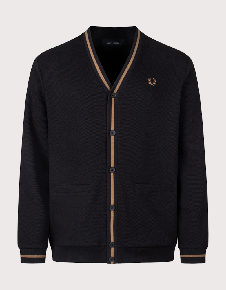 Tipped Pique Texture Cardigan