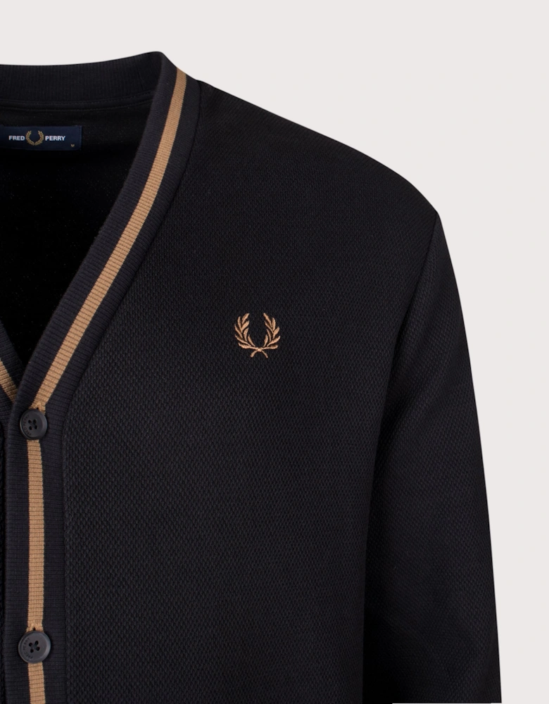 Tipped Pique Texture Cardigan