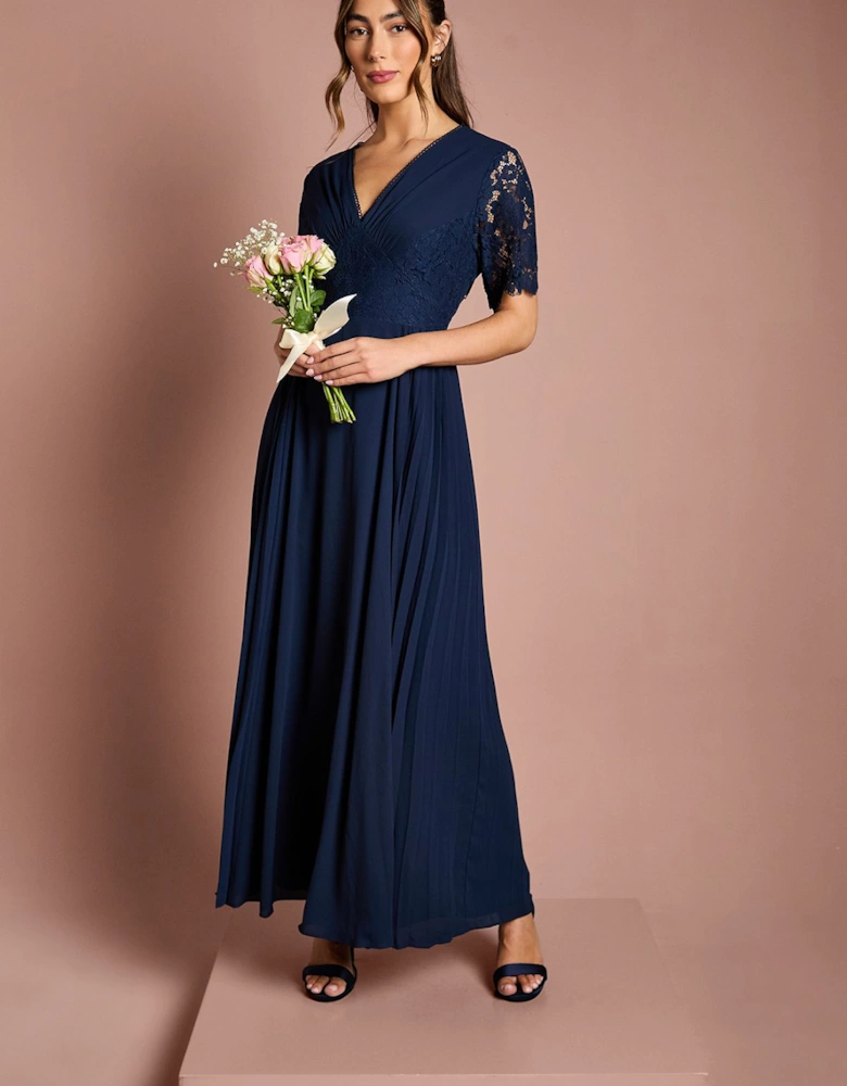 Lace Sleeve V Neck Bridesmaid Dress