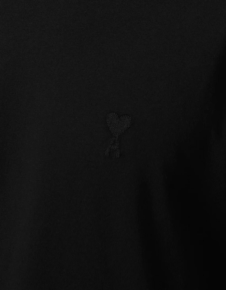 Ami De Coeur Motif Embroidered Logo T-Shirt in Black