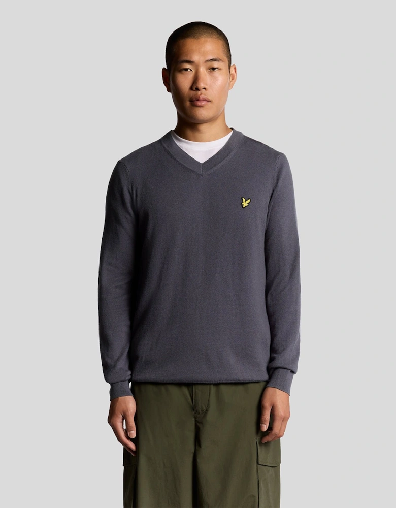 Cotton Merino V Neck Jumper