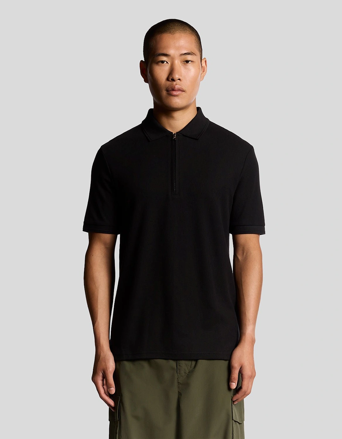 Lyle And Scott Men's Black Ottoman Half Zip Polo Shirt  34 Xs