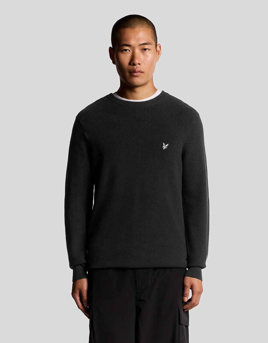 Lyle And Scott Men's Black Engineered Rib Crew Neck Jumper - : 34 Xs