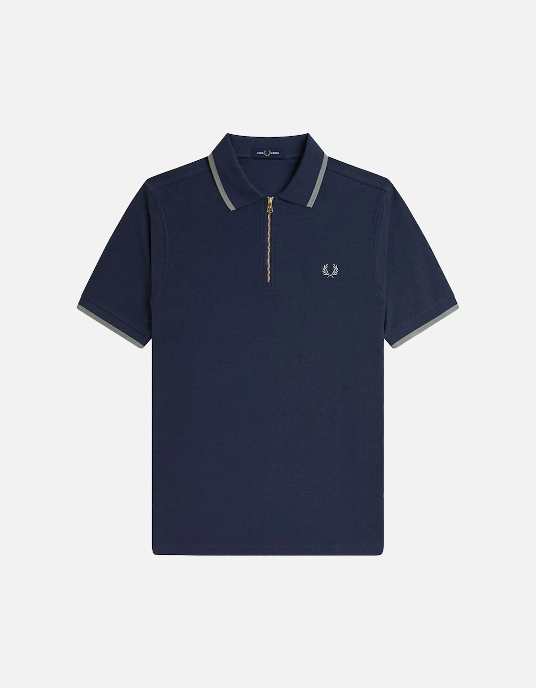 Crepe Pique Zip Neck Polo Shirt Dark Airforce, 5 of 4
