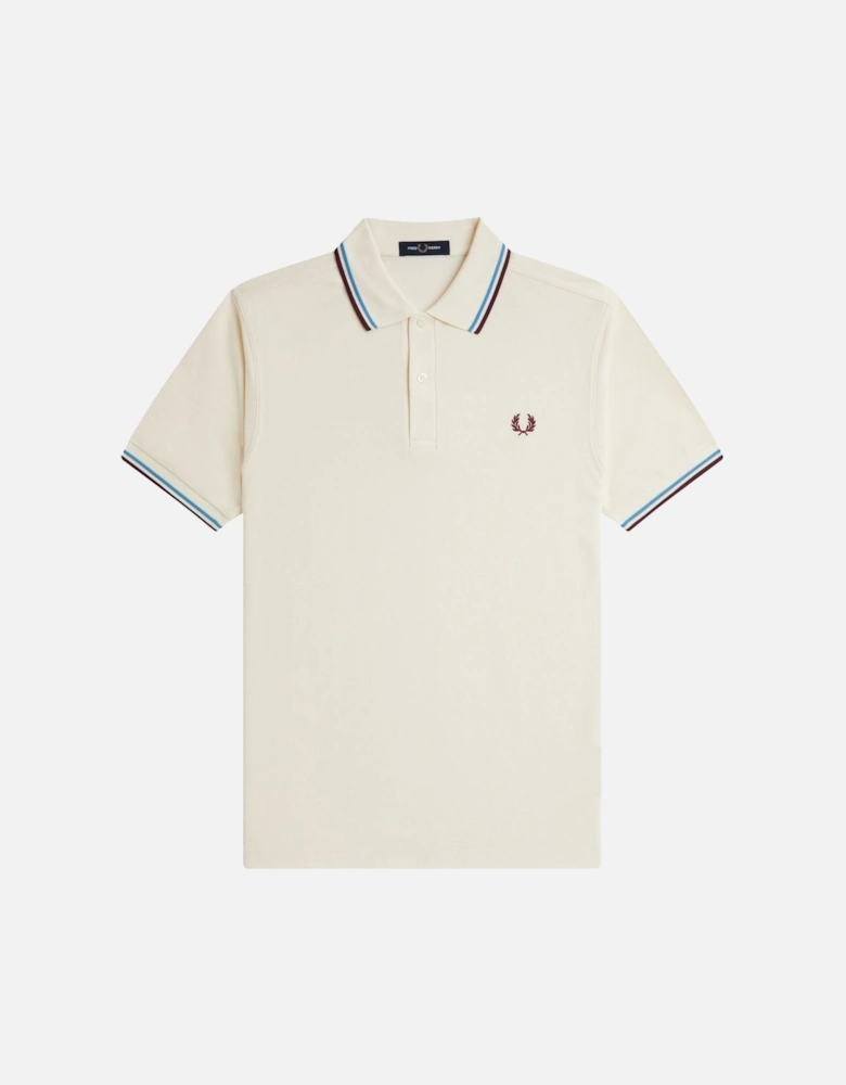 Twin Tipped Polo Shirt Ecru/Court Blue/Oxblood