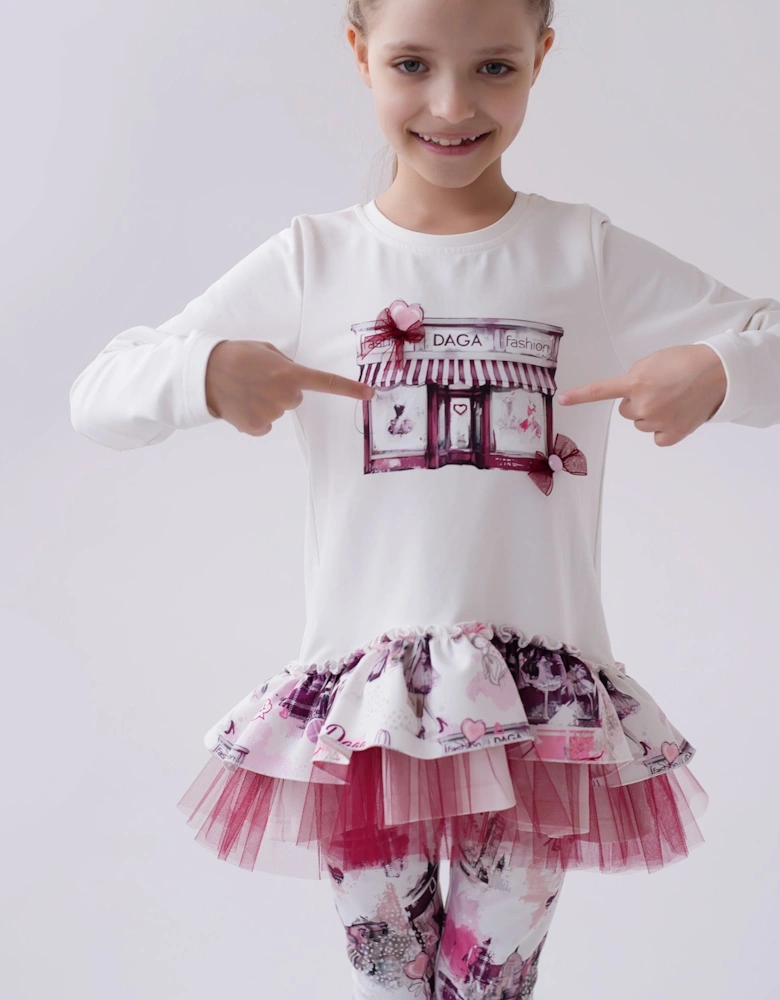 Girls Pink Print Legging Set