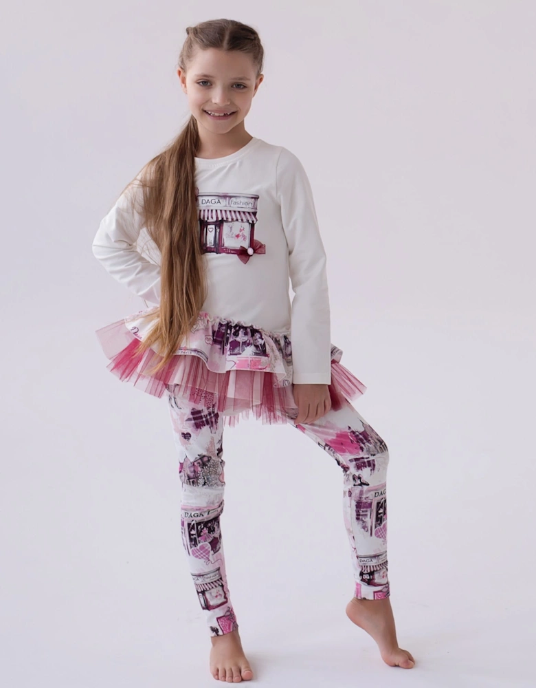 Girls Pink Print Legging Set