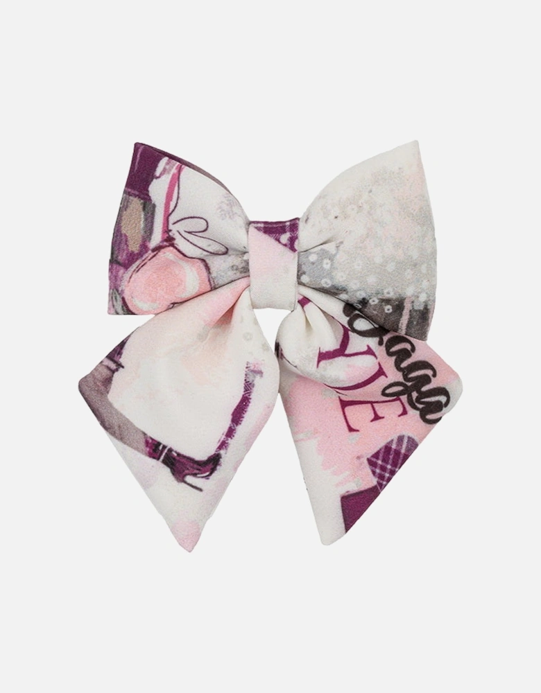 Girls Pink Print Hair Bow Clip