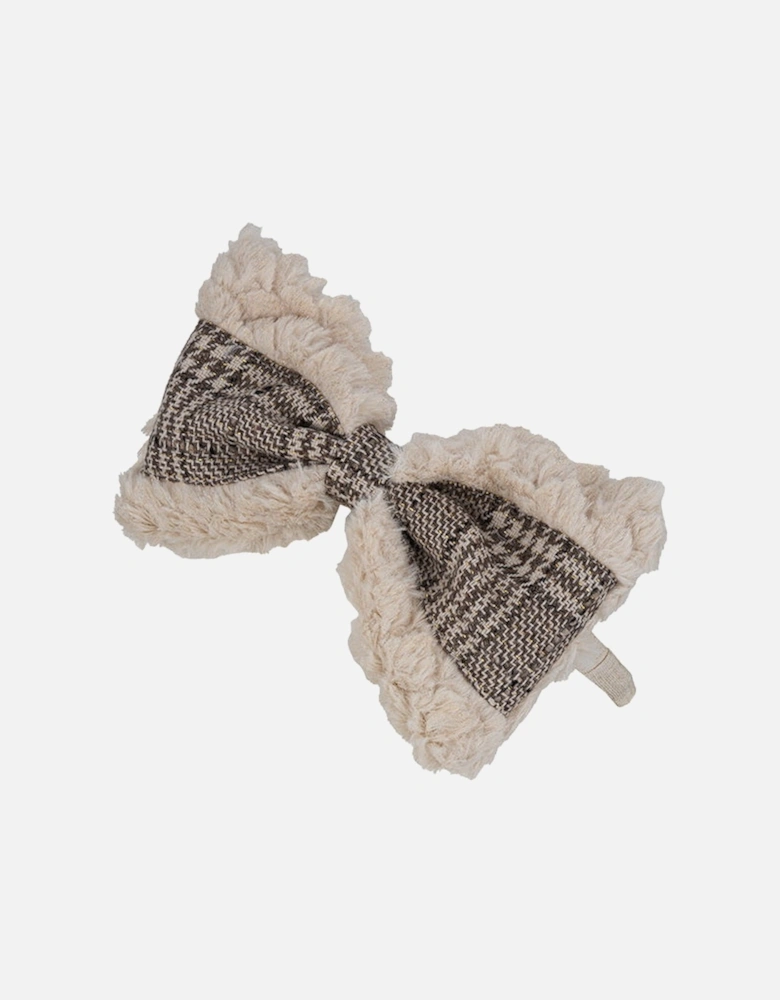 Girls Beige Tartan Bow Hairband
