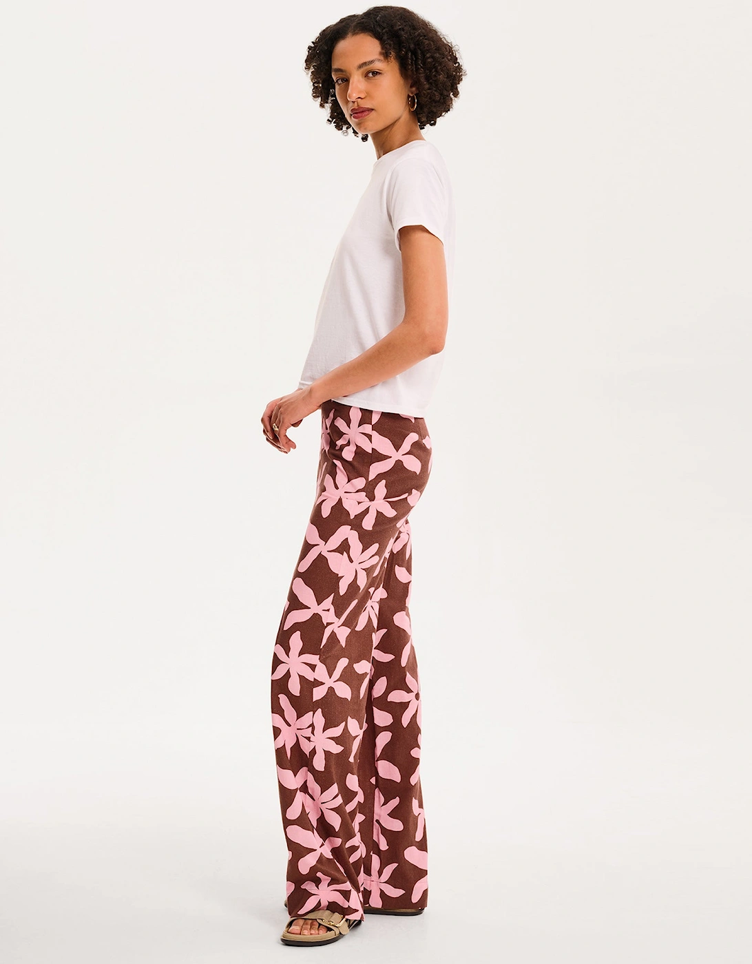 Tommy Trouser in Pink and Chocolate Floral Print