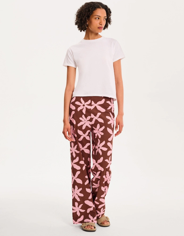 Tommy Trouser in Pink and Chocolate Floral Print