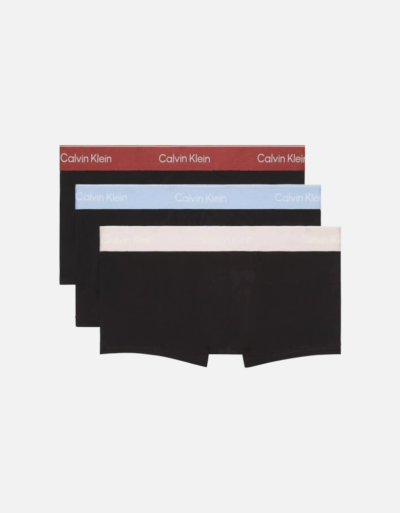 3-Pack Icon Cotton Stretch Low-Rise Boxer Trunks, Black with fall berry and frozen