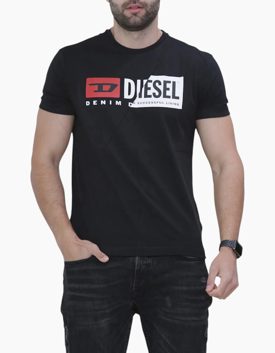 Diesel Men's Black T-Diego-Cuty Logo T Shirts - : 42 Xl