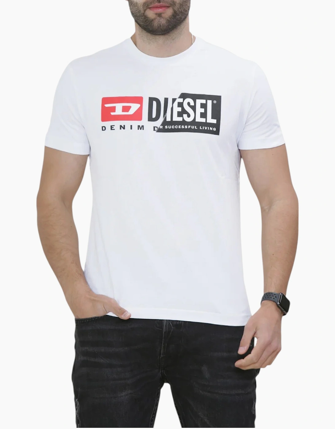 Diesel Men's White T-Diego-Cuty Logo T Shirts - : 42 Xl