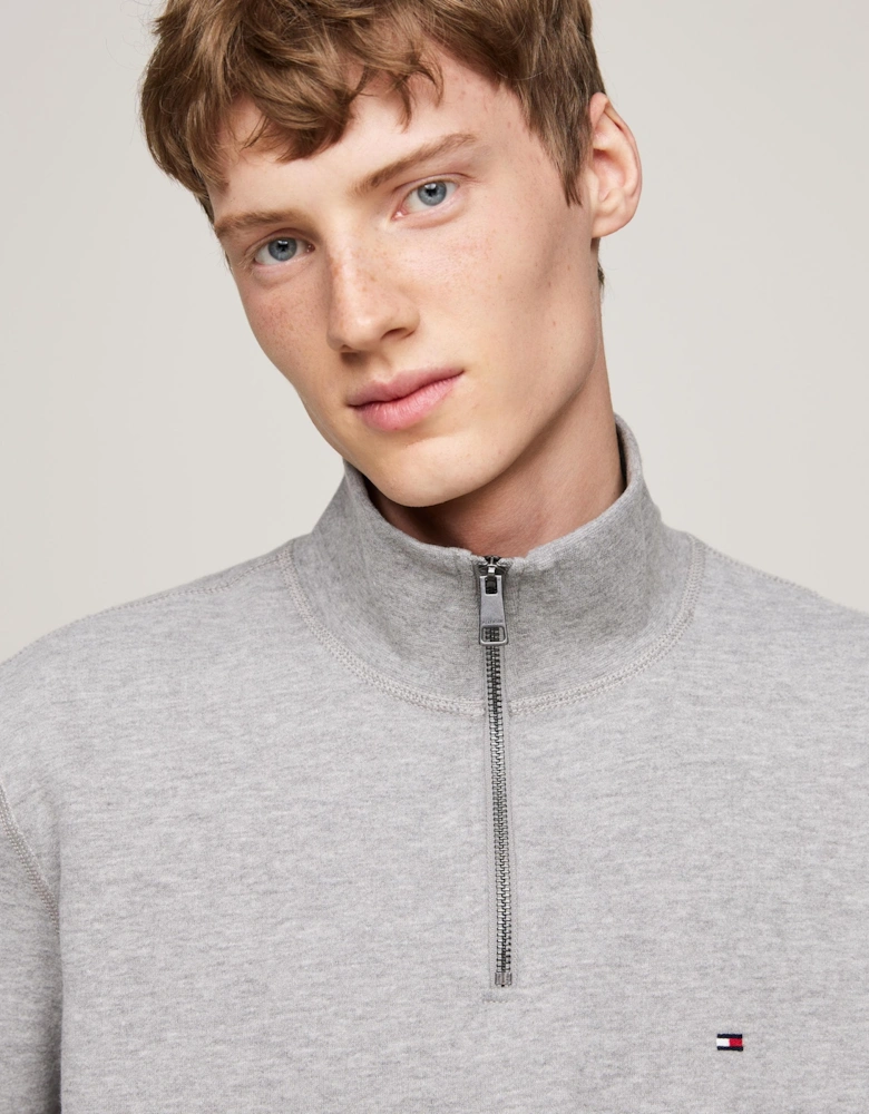 Essential Fleece Mens Half Zip Sweatshirt - Medium Grey Heather