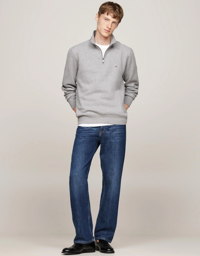 Essential Fleece Mens Half Zip Sweatshirt - Medium Grey Heather