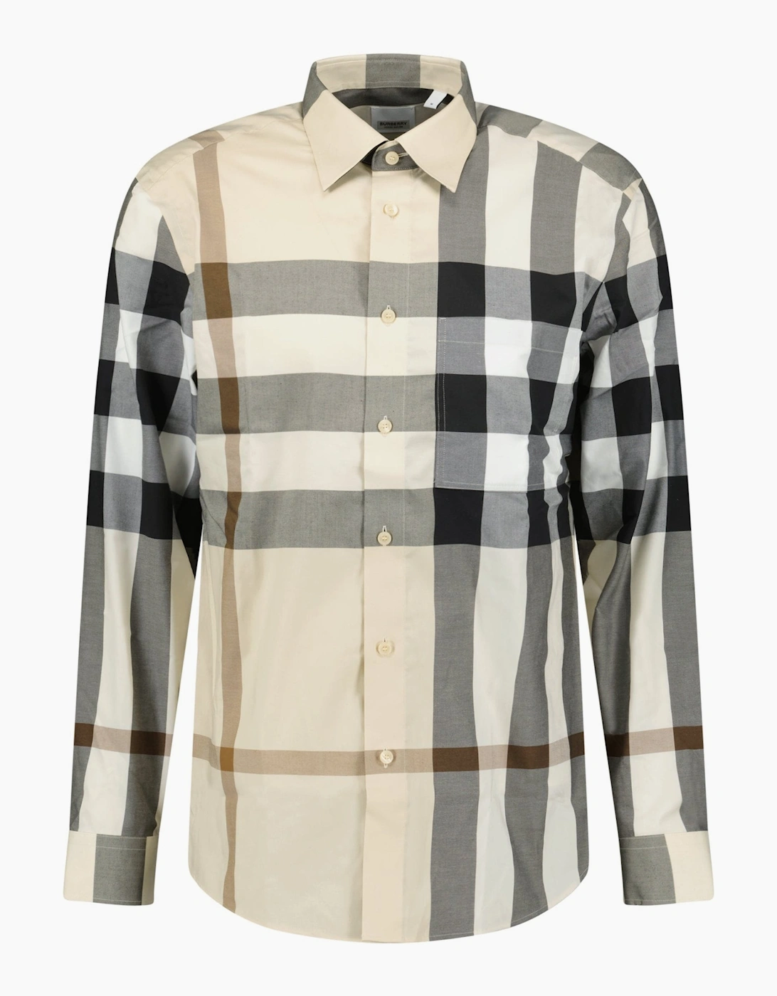 Burberry Men's Cream 'Claverdon' Check Shirt In Modern Beige - Size: Regular/36