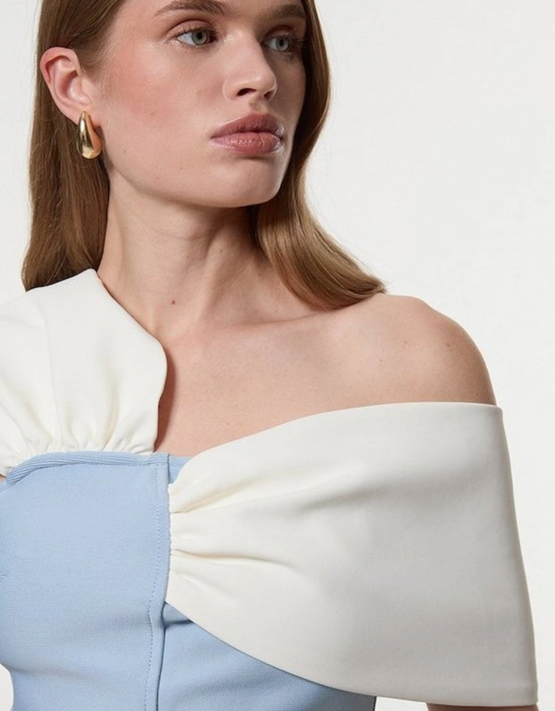 Figure Form Bandage Knit Asymmetric Strap Top