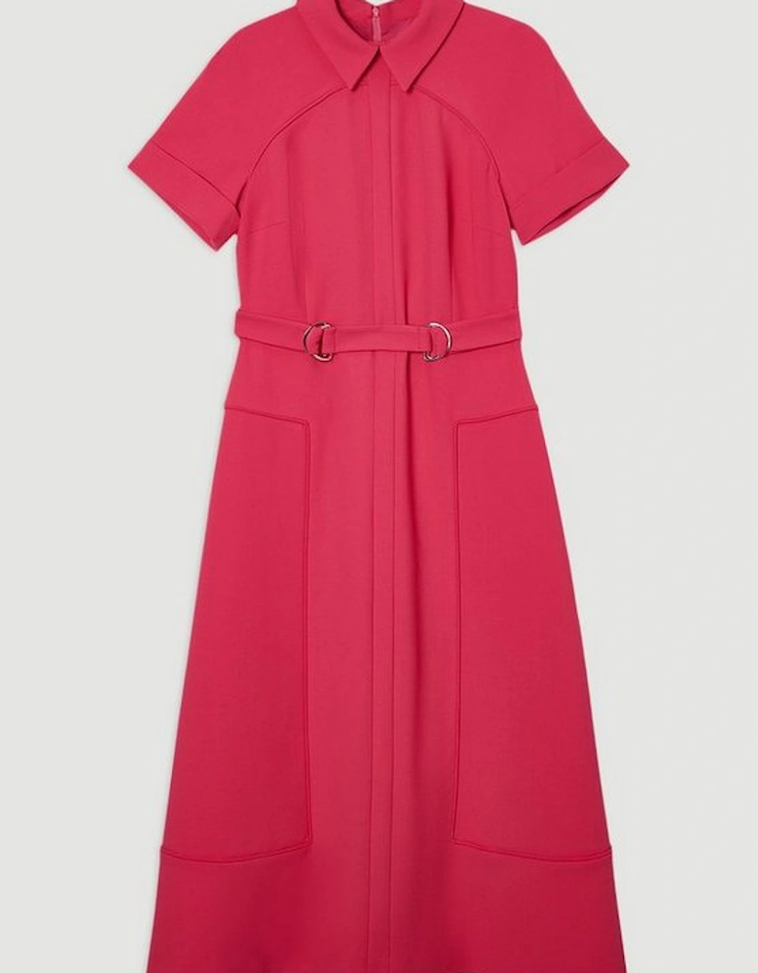 Compact Stretch Tab Detail Full Skirted Midi Dress