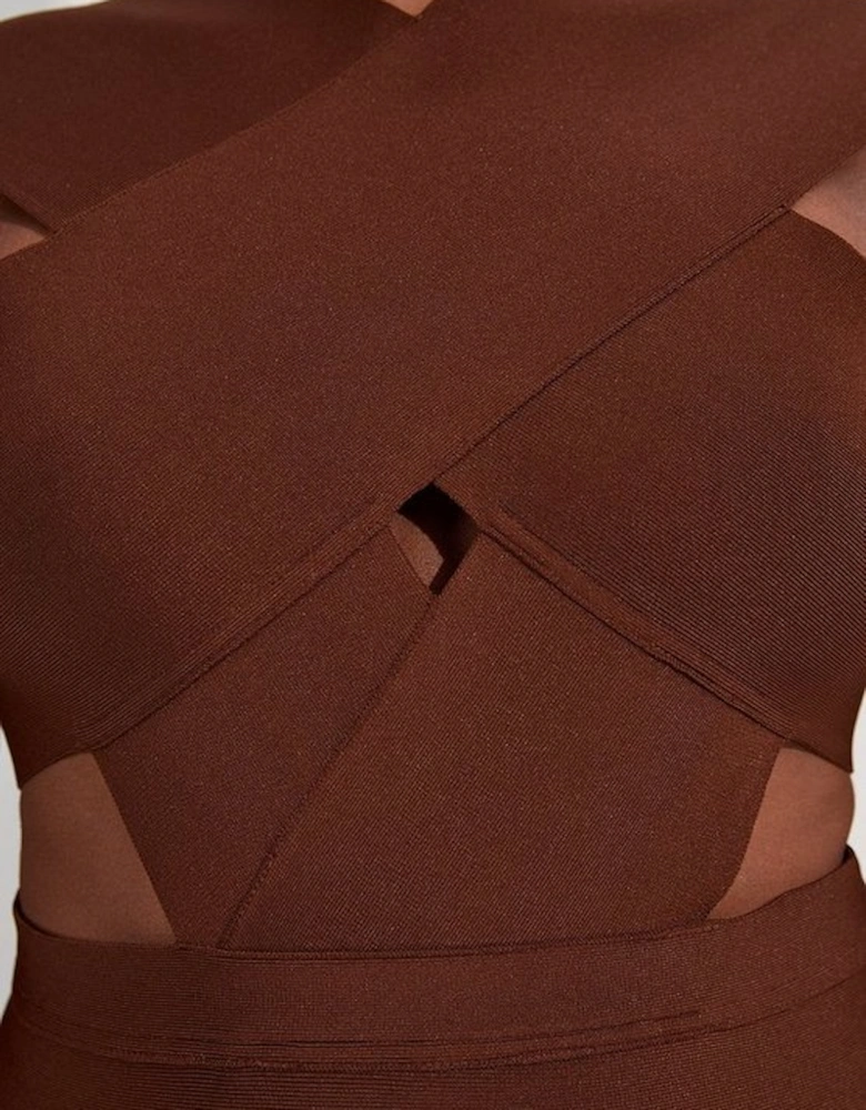Plus Size Bandage Textured Cross Front Swimsuit