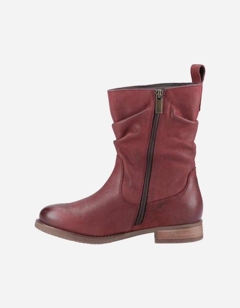 Emilia Leather Women's Burgundy Winter Mid Calf Boots